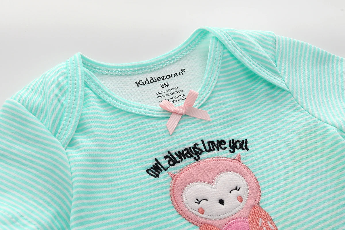 6-Piece Cartoon Cute Baby Unisex Bodysuits Summer Short Sleeve Newborn Boy Girl Onesies 0-12 Months Infant Clothes