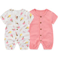Fashion Cartoon 2-Piece Unisex Short Sleeve Baby Boy Girl Rompers 100%Cotton Soft infant Jumpsuit Clothes