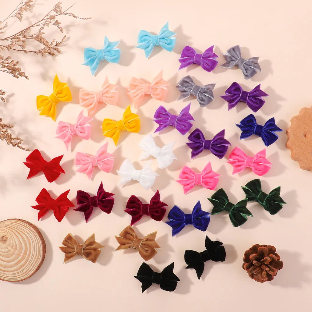 30PCS Velvet Bow Hair Clips Set for Girls Retro Red/Green Party Festivel Handmade Hair Accessories Kids Headwear