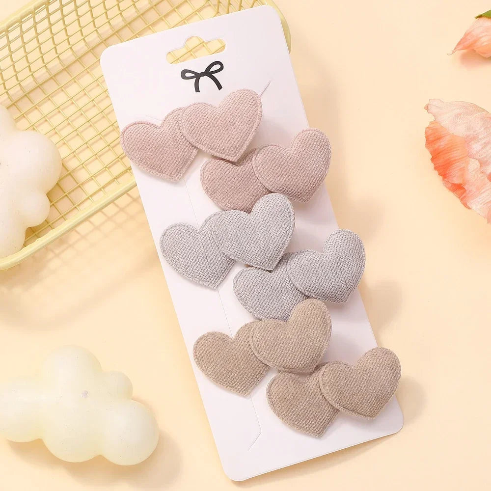 Heart Designs Hair Clips Set For Kids Girls Mini Heart Hair Accessories 6Pcs HDH-01 Outdoor Wear
