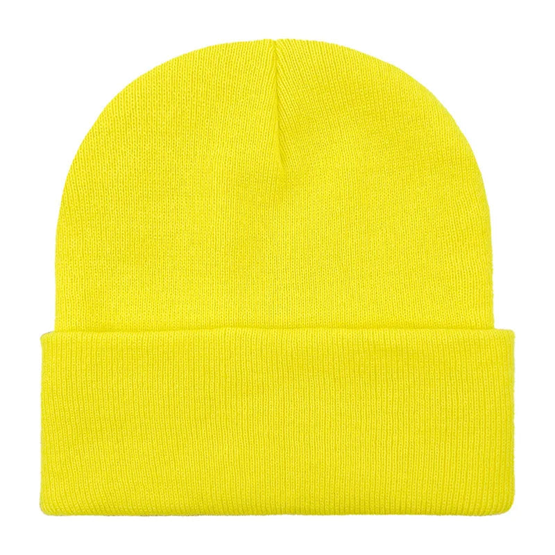 Knitted Hat For Men And Women Warm Beanie Model M01 Solid Color Rolled Edge