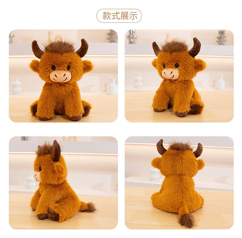 Hot New Sitting Pose Highland Cattle Plush Toys Soft Fluffy Cartoon Dr Cattle Doll Cute Graduation Gift To Friends Family