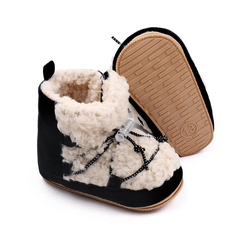 Winter Cute Baby Girls Boys Snow Booties Fashion Design High Quality Non-slip Casual Shoes Coral Velvet Prewalker Shoes BMB3119