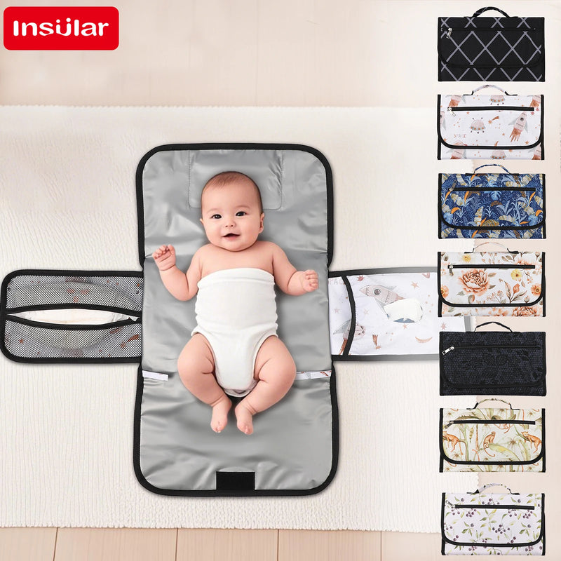 INSULAR Convenient Mattress 3-Layer Waterproof Diaper Changing Pad Foldable Storage Pack Washable Nappy Cushion Multi-functional