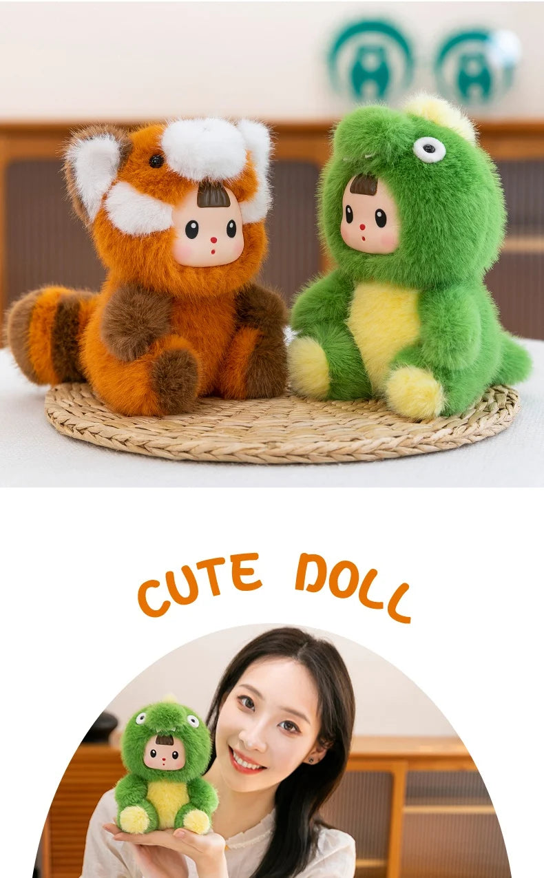 17cm Soft Vinyl Face Plush Little Dinosaur Tomato Rabbit Raccoon & Strawberry Doll Cute Cartoon Animal Stuffed Toy