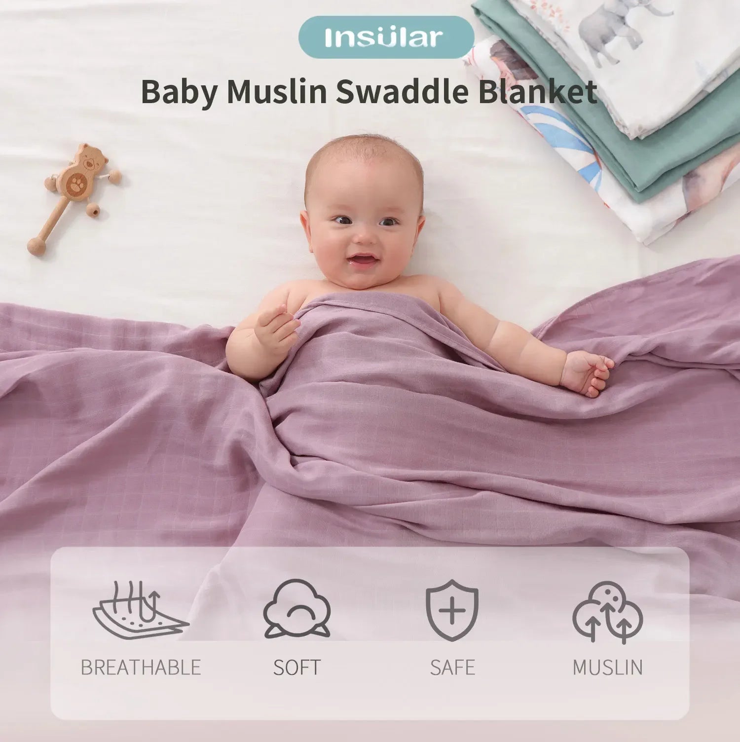 120*120 Cm Soft Muslin 100% Cotton Baby Blanket Cute Cartoon Newborn Blankets Bath Gauze Infant Wrap Sleepsack Stroller Cover