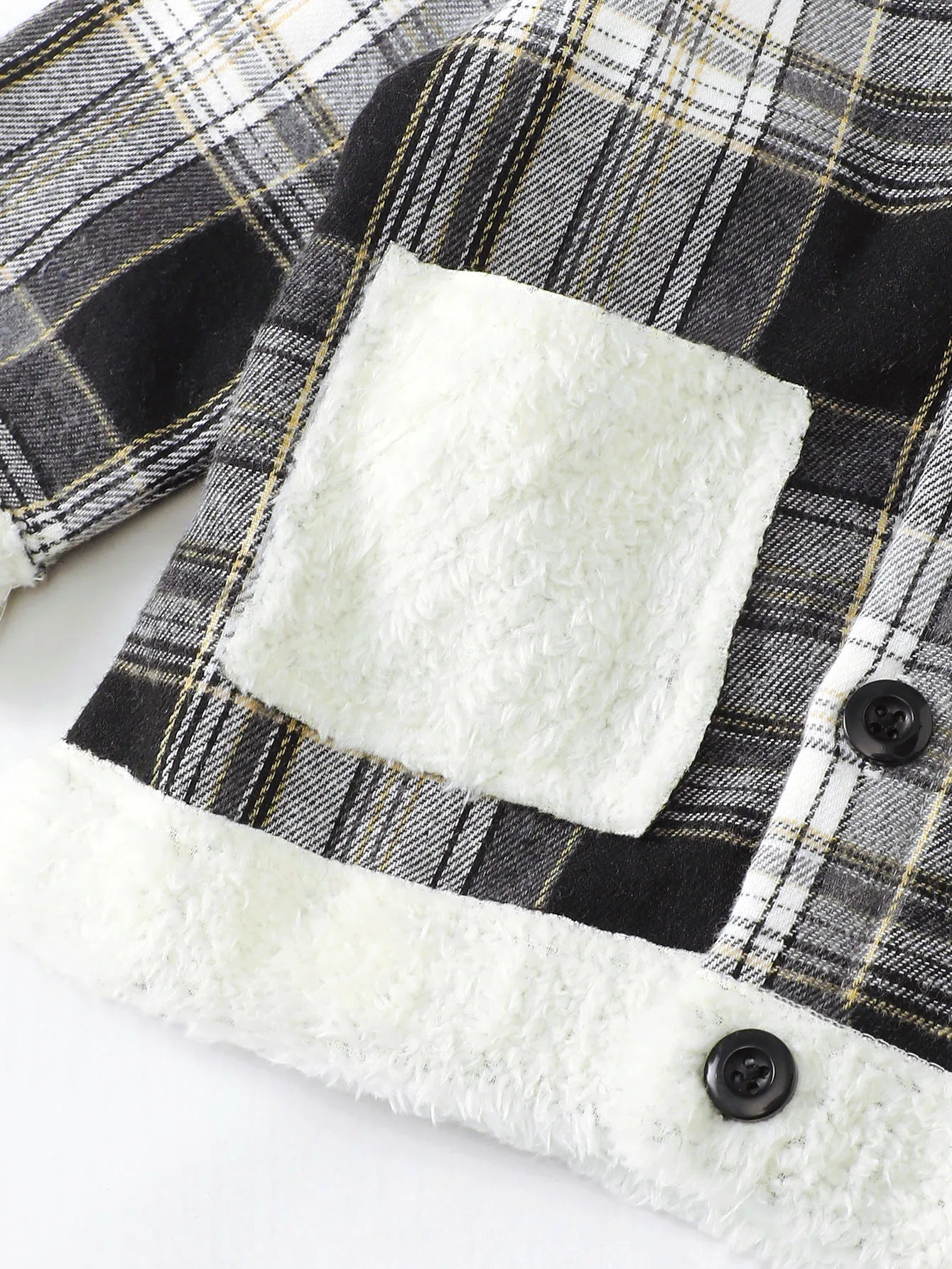 Children's clothing1-5 Year old Girls' Coat With Black and White Checkered Buttons and lapel Baby Girls' Autumn and Winter Coat