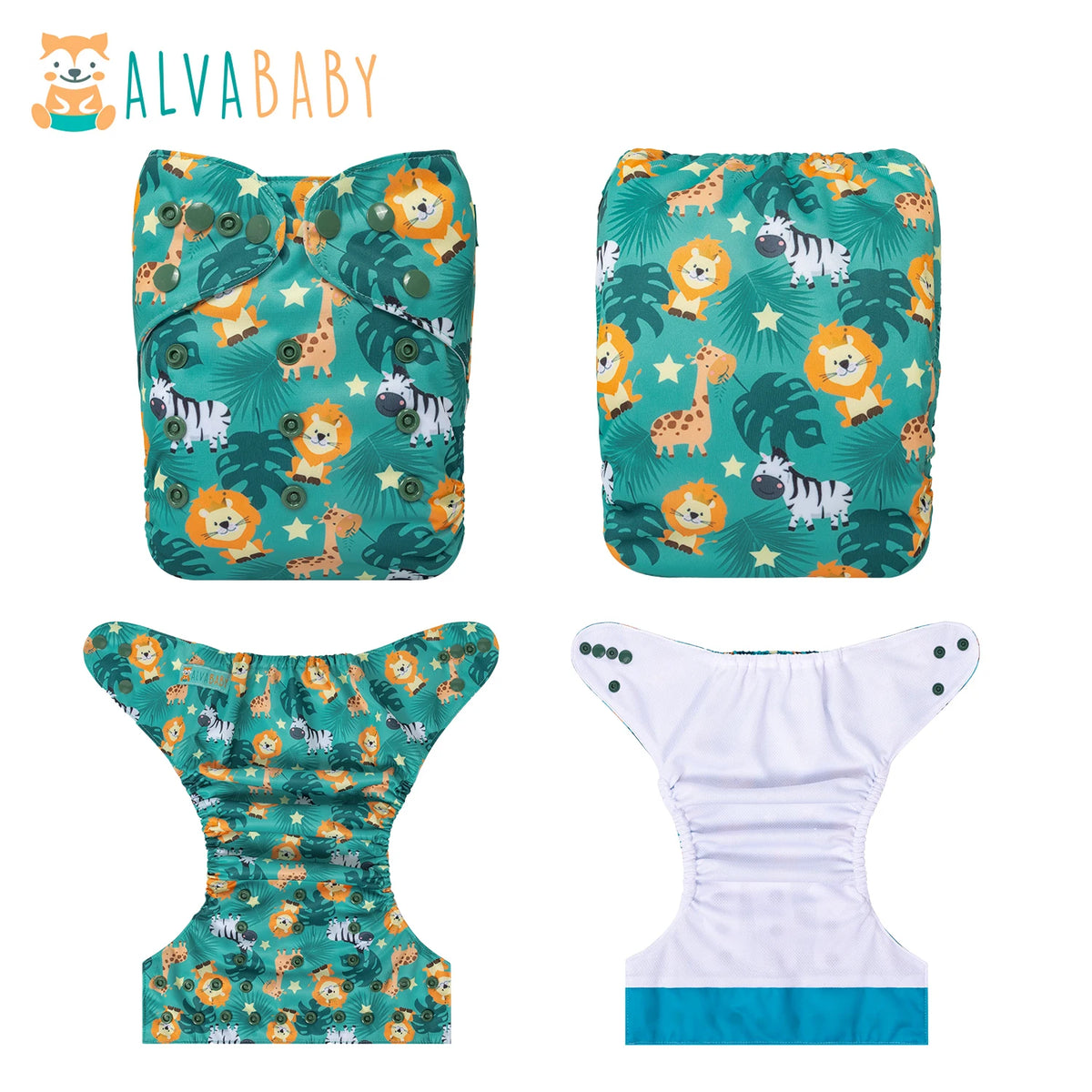 ALVABABY AWJ Inner Summer Cloth Diaper For Baby MoistureWicking Reusable Diaper Shell With Tummy Panel