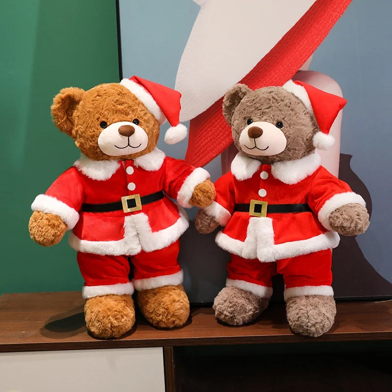 Hot 1pc 48/78cm Christmas Bear Plush Pillow Toy Cartoon Santa Bear Soft Stuffed Doll Cute Christmas Party Decor Kids Xmas Gifts