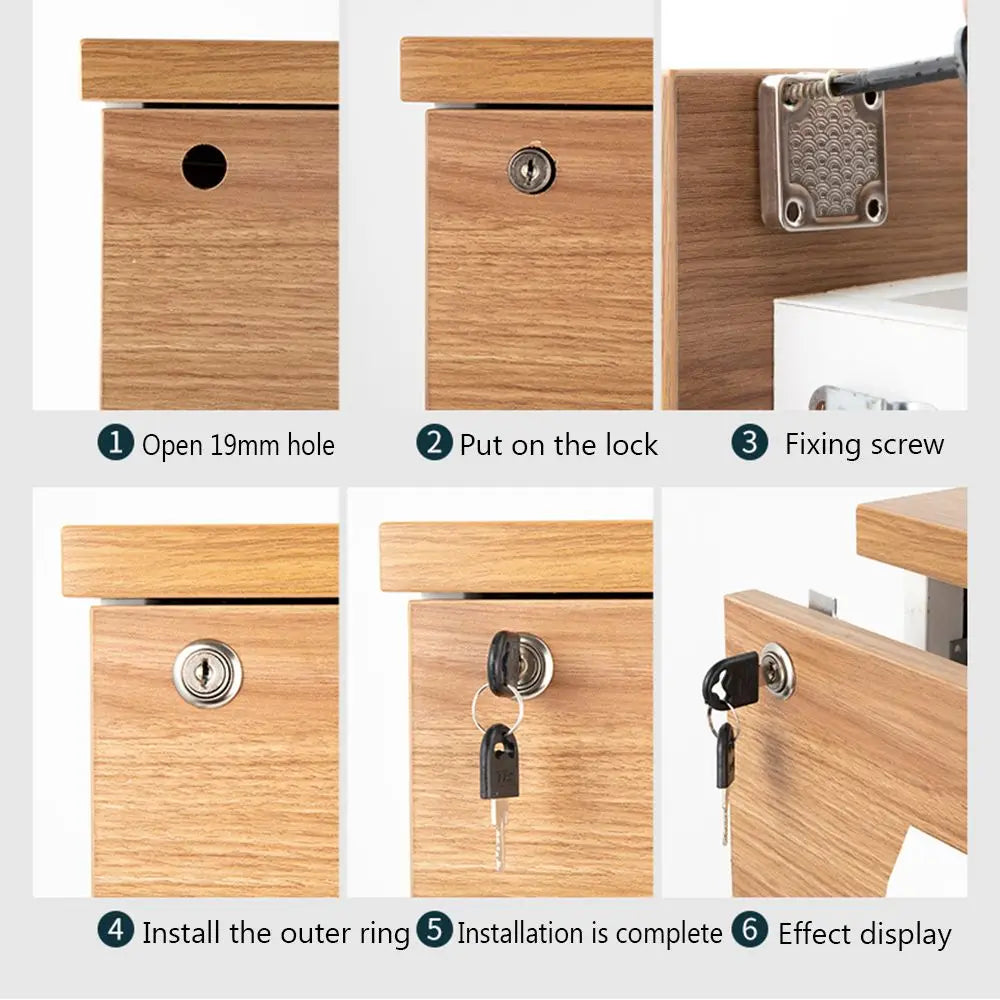 Office Burglarproof Zinc Alloy Cabinet Locker Wardrobe 2 Keys Drawer Lock