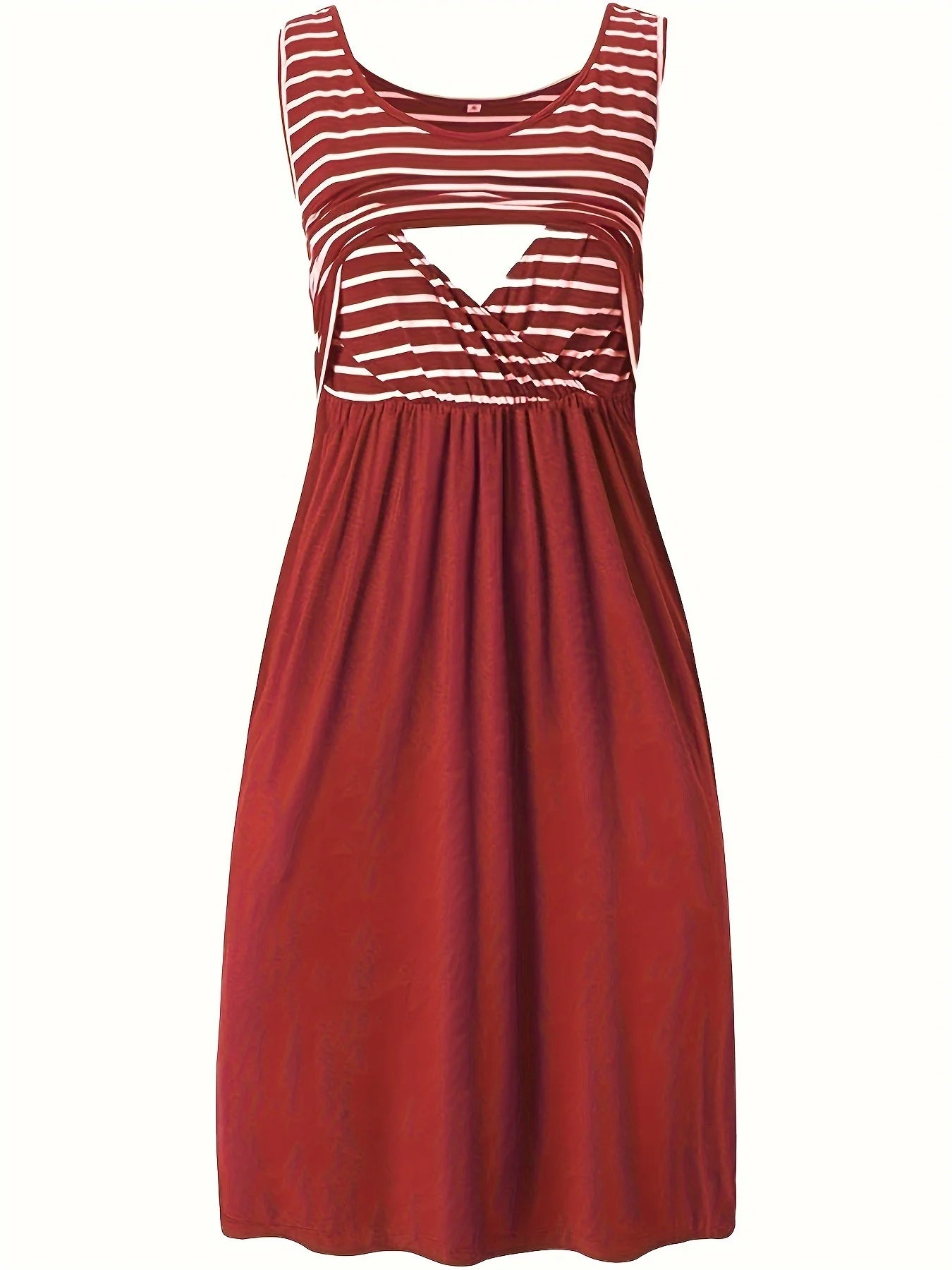 Maternity Nursing Sleeveless Mini Dress Stripe Splicing Comfortable Maternity Wear for Pregnant Women
