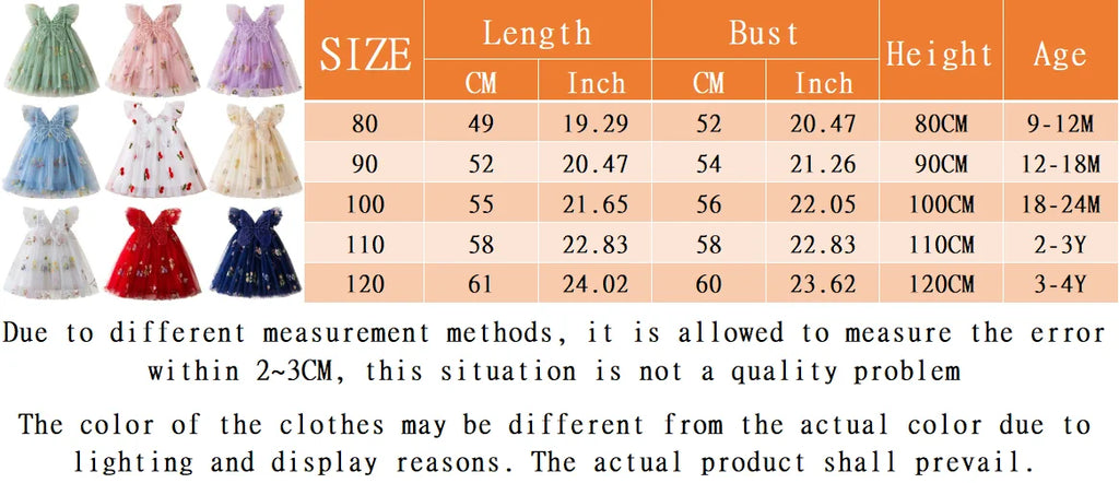Summer New Cute Butterfly Chiffon Baby Girl Dress, Princess Style Children'S Clothing (9 Months -4 Years Old)