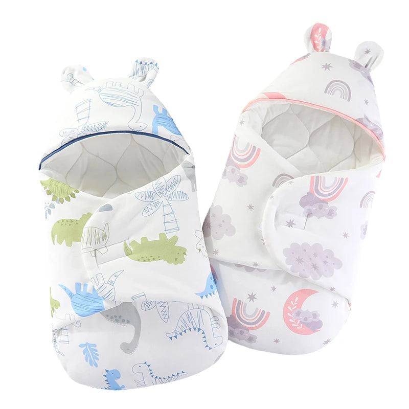 Newborn Baby Sleeping Bags Cartoon Baby Wrap Blankets Autumn and Winter Newborn SleepSack Envelope Thick Cocoon for Baby 0-6M