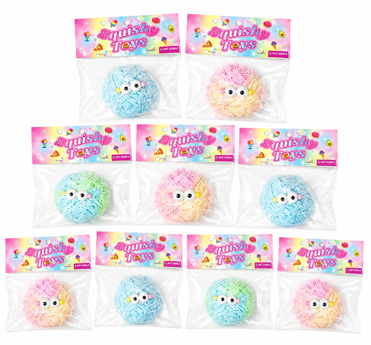 Cute Yarn Squishy Toy Kawaii Mochi Squeeze Stress Relief Toy Soft Yarn Ball Fidget Toy Slow Rising Gift for Kids