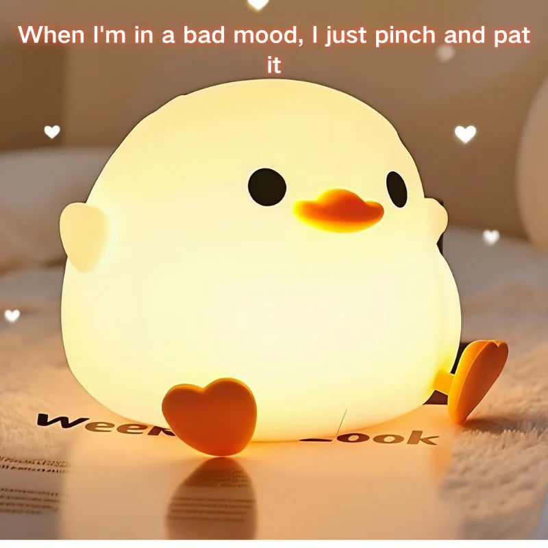 Cute DoDo Duck LED Night Light Touch-Sensitive Dimmable Rechargeable Silicone Bedside Lamp for Nursery Bedroom