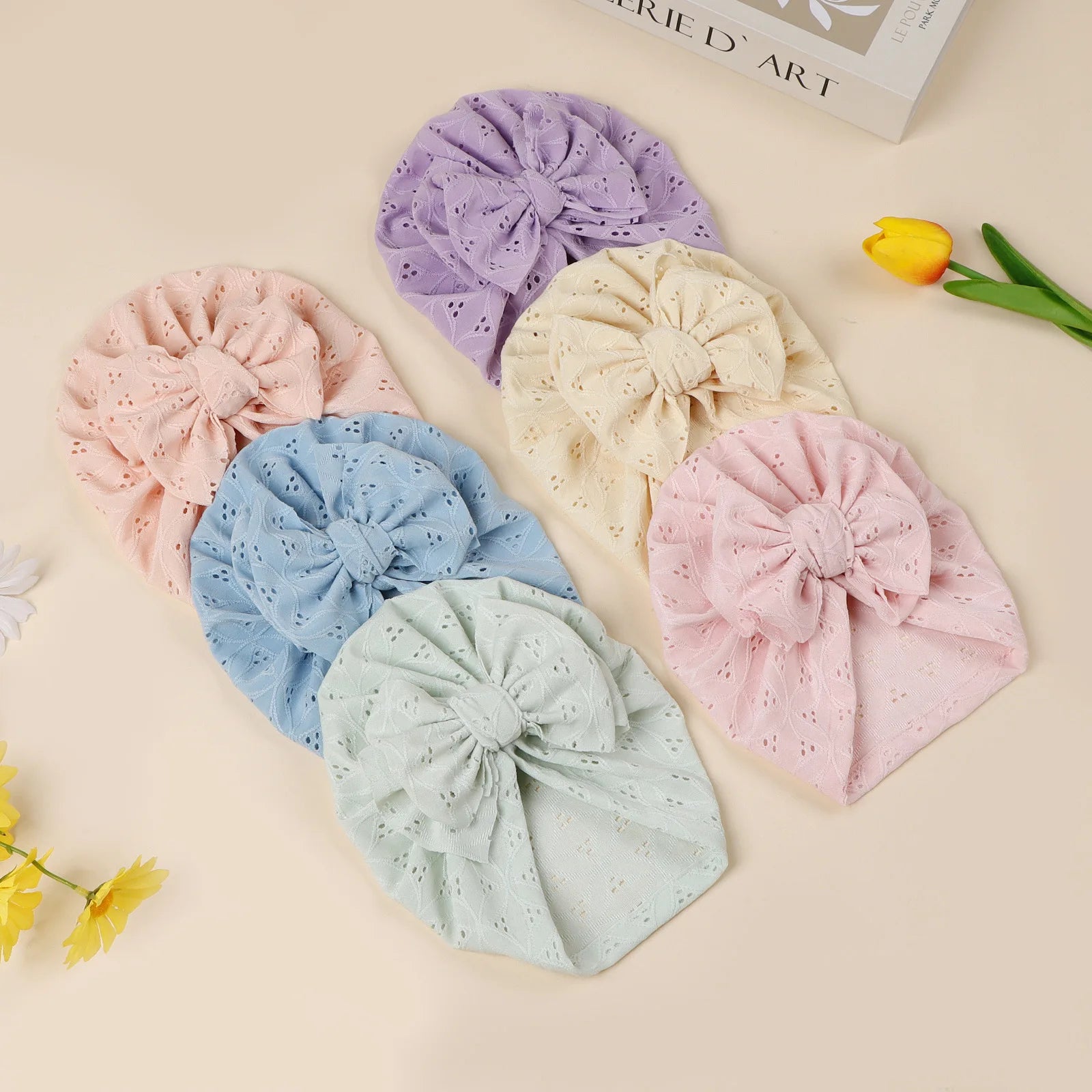 Double Layer Soft Knit Newborn Beanie Big Bow Hollow No Brim Infant Girls Pullover Hat Baby Photo Props Head Cap
