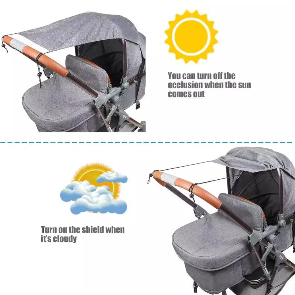 Extended Baby Stroller Sunshade Cover Sunscreen Breathable Baby Pram Canopy Lightweight Anti-UV Pushchair Visor