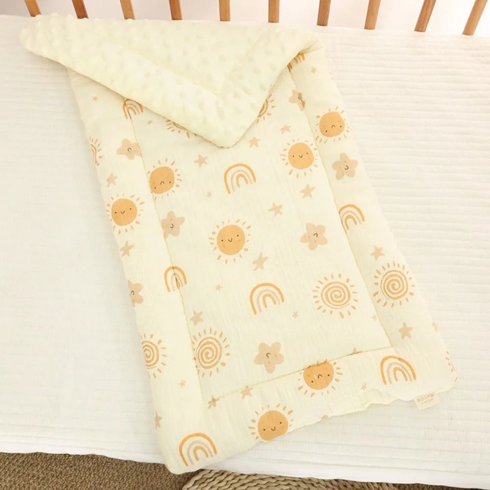 Washable Cartoon Baby Stroller Cushion Rainbow Rabbit Trolley Mattress Cotton Flower Baby Seat Cushion Toddler