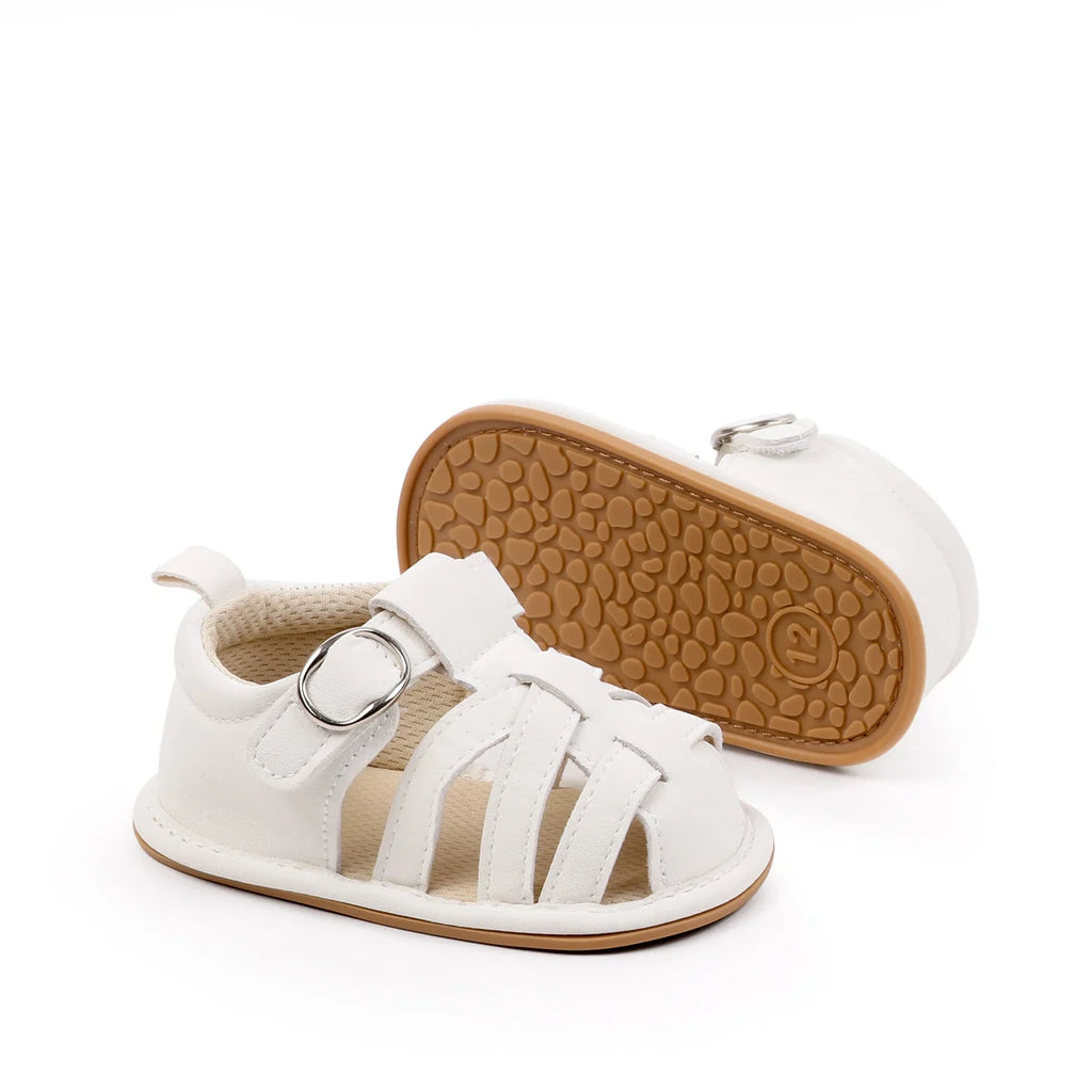 Cross Strap Hook and Loop Baby Walking Sandals Summer Lightweight Breathable Rubber Sole Newborn Casual Footwear For 0-18 Months