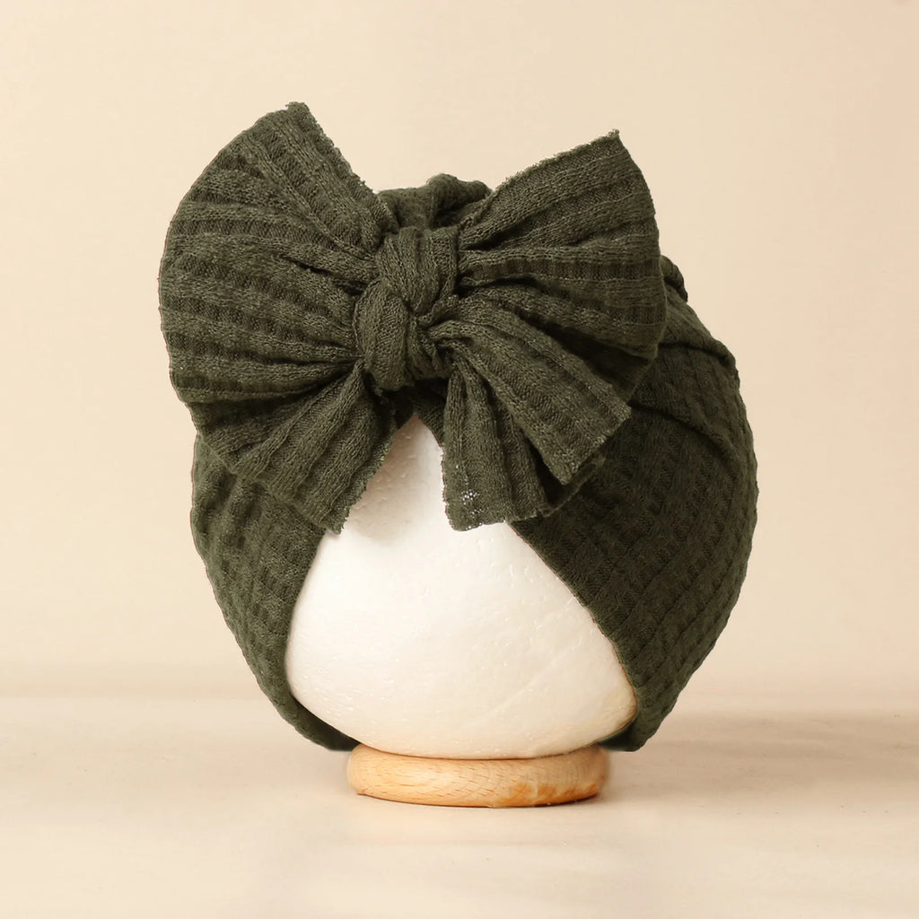 Lovely Bowknot Knitted Baby Hat Cute Solid Color Baby Girls Turban Hat Soft Newborn Infant Cap Accessories Beanies Head Wraps