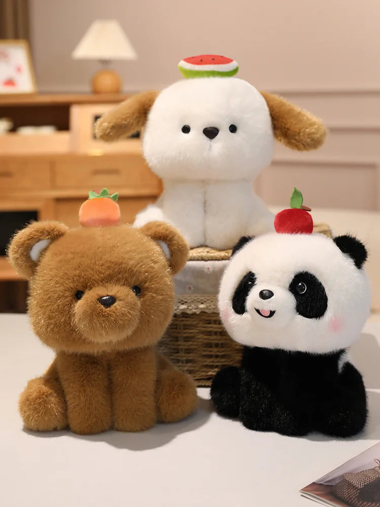 Sitting Cartoon Stuffed Animal Dolls Plush Toys - Dog Panda Bear Cow Elephant Designs - Lovely Pillow for Birthday Gift And
