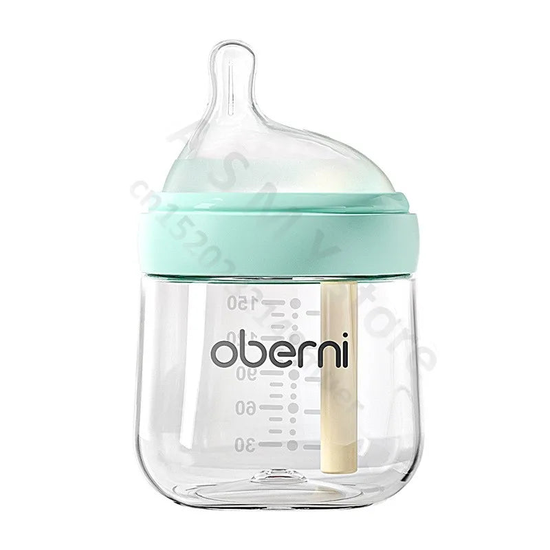 Anti Flatulence Glass Baby Bottle With Wide Mouth Nipple For Newborn 0 To 3 Months 150ml 210ml