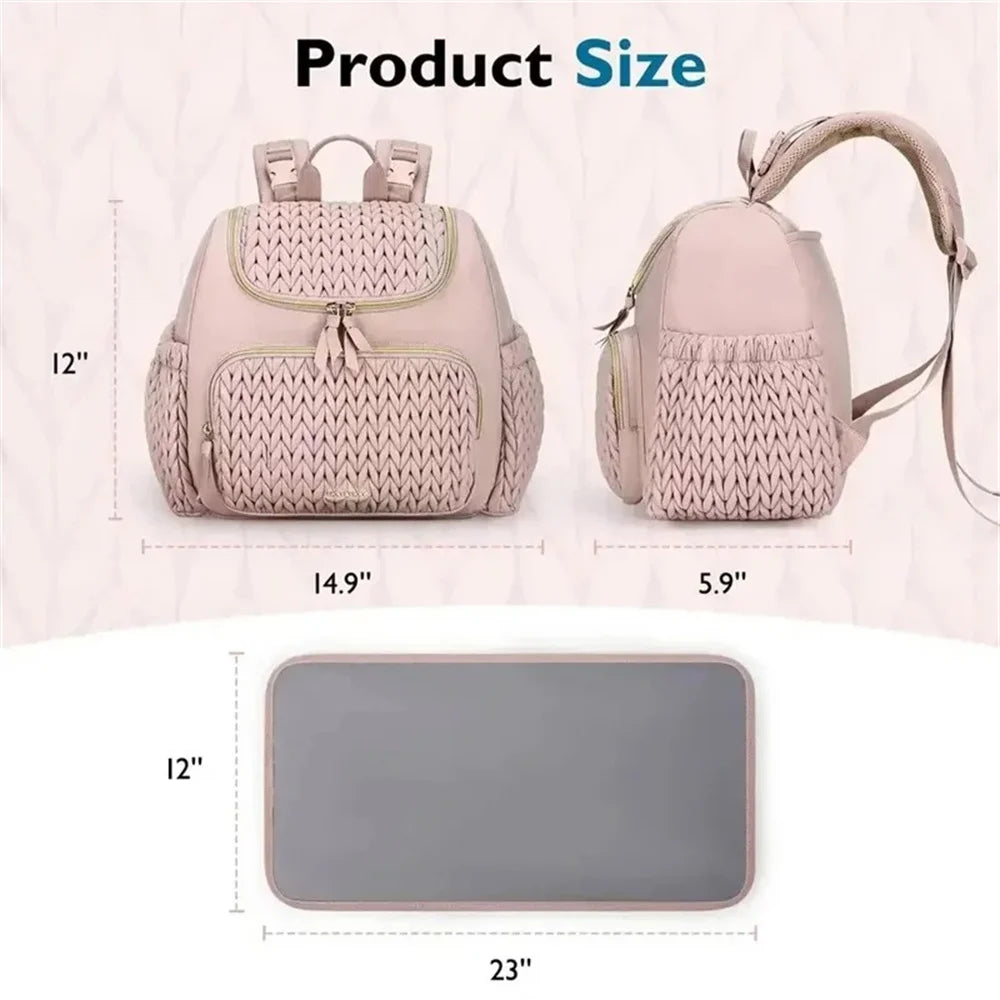Multifunction Baby Diaper Backpack with Stroller Straps & Changing Pad Large Capacity Maternity Bag with Insulated Pocket