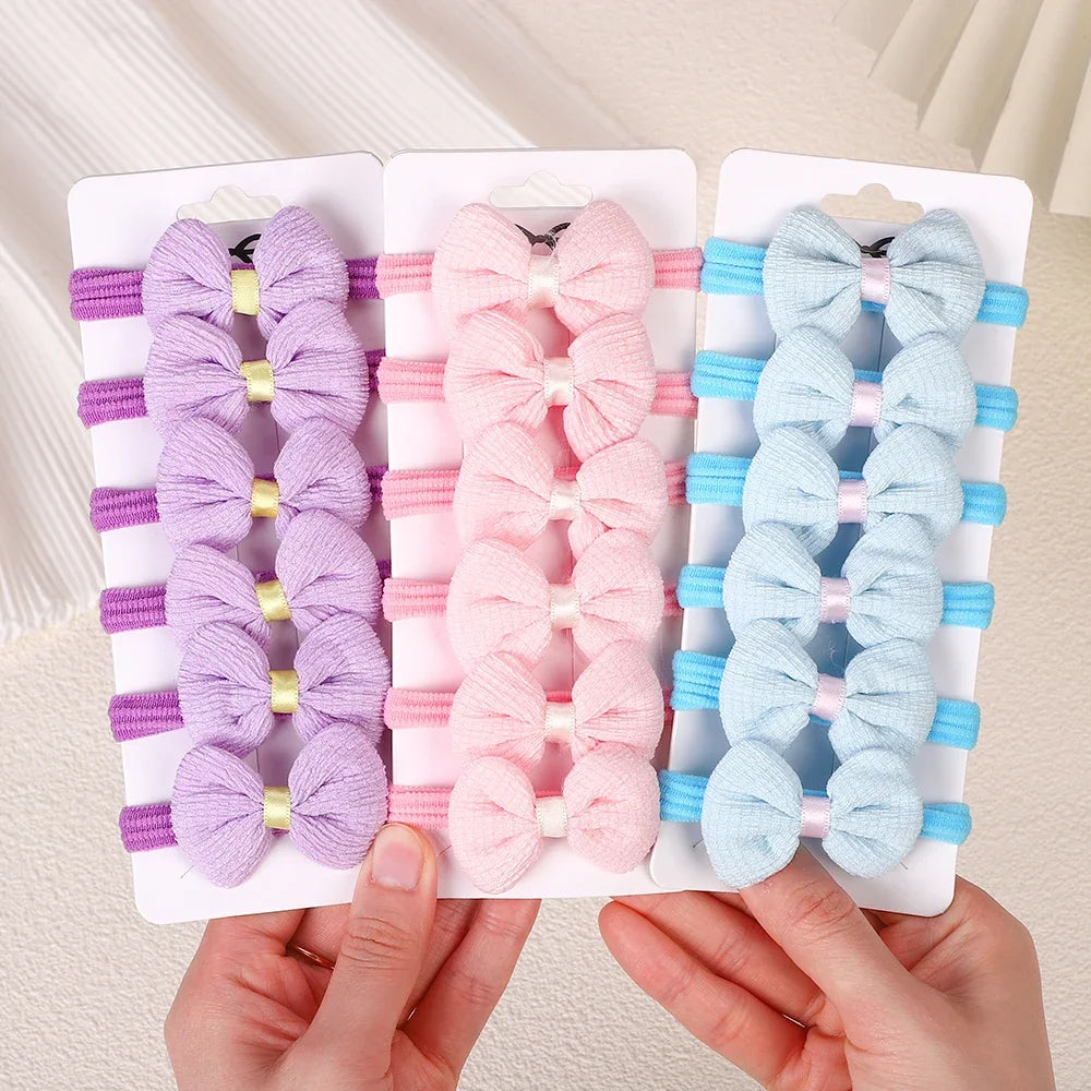 10Pcs/Lot Girls Headbands Flower Hair Strap Horsetail Head Rope Kids Braided Towel Ring Accessories