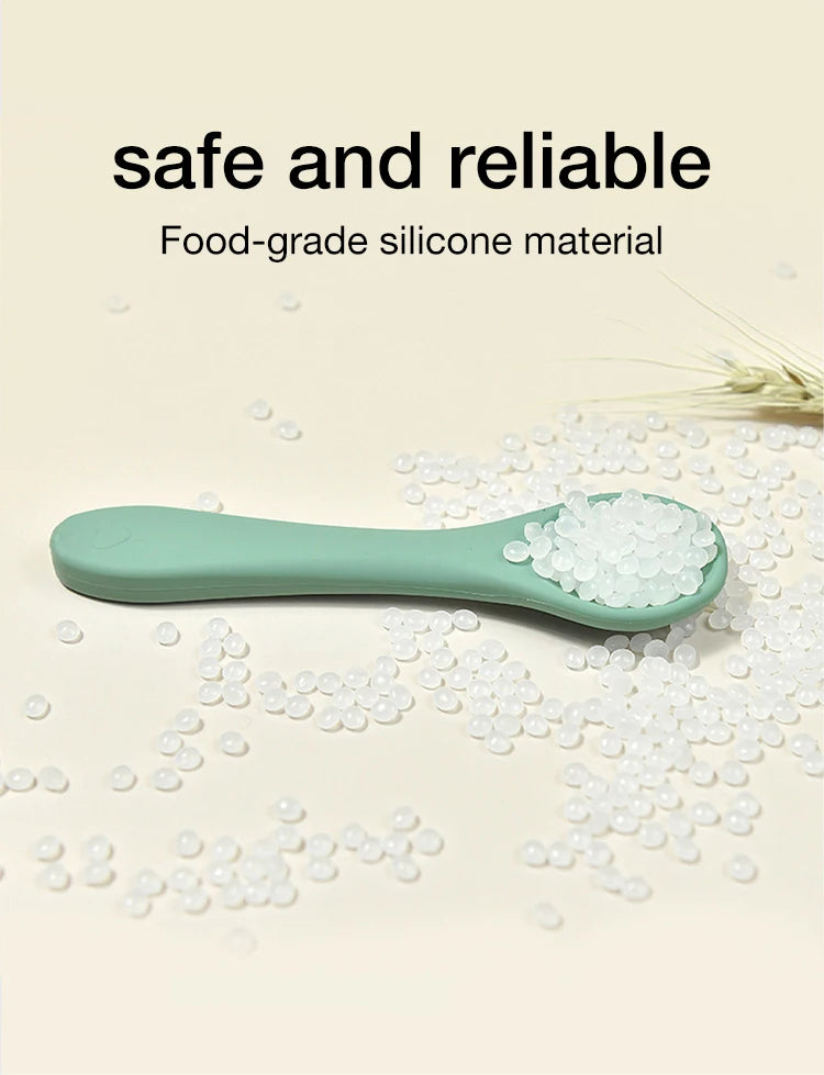 Soft Silicone Baby Feeding Spoon BPA Free Newborn Infant Weaning Spoon Heat Resistant Chewable Training  Daily Feeding Tableware