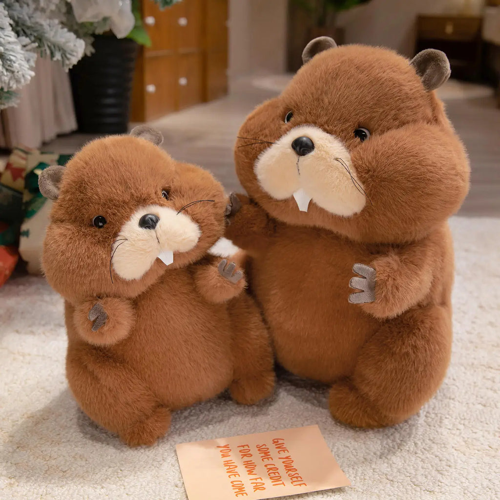 22/35/45cm Simulation Beaver Plush Doll Cute Fluffy Sitting Marmot Groundhog Toy For Kids Adorable Birthday Gift Doll