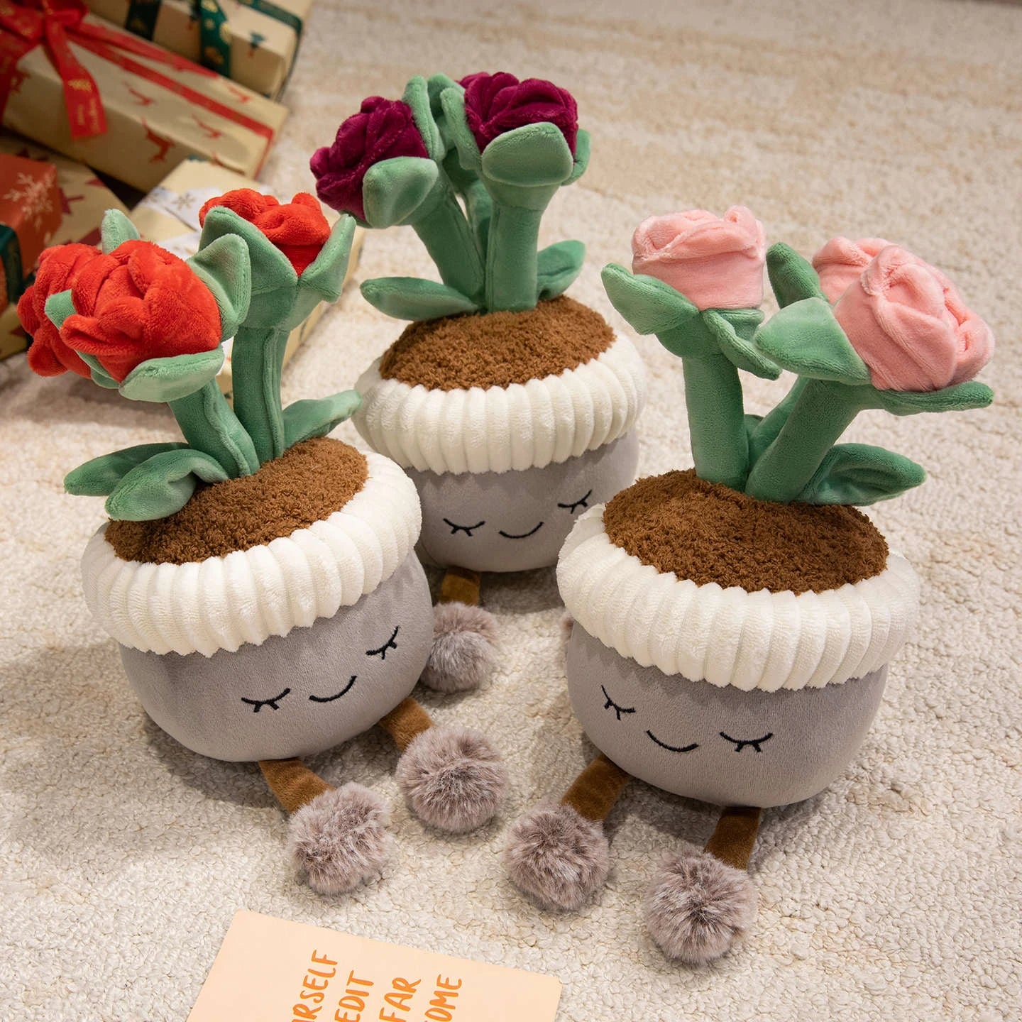 Lifelike Tulip Succulent Plants Plush Stuffed Bookshelf Decor Cake Toy Soft Doll Pendant Kawaii Pillow for Girls Birthday Gifts