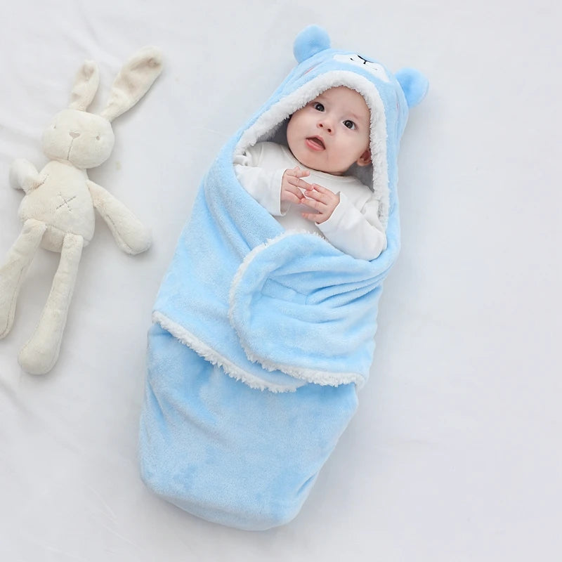 Baby Sleeping Bags Autumn and Winter Soft Newborn Baby Wrap Blankets Cartoon Cocoon for babies Flannel Warm Baby Sleepsack 0-9M