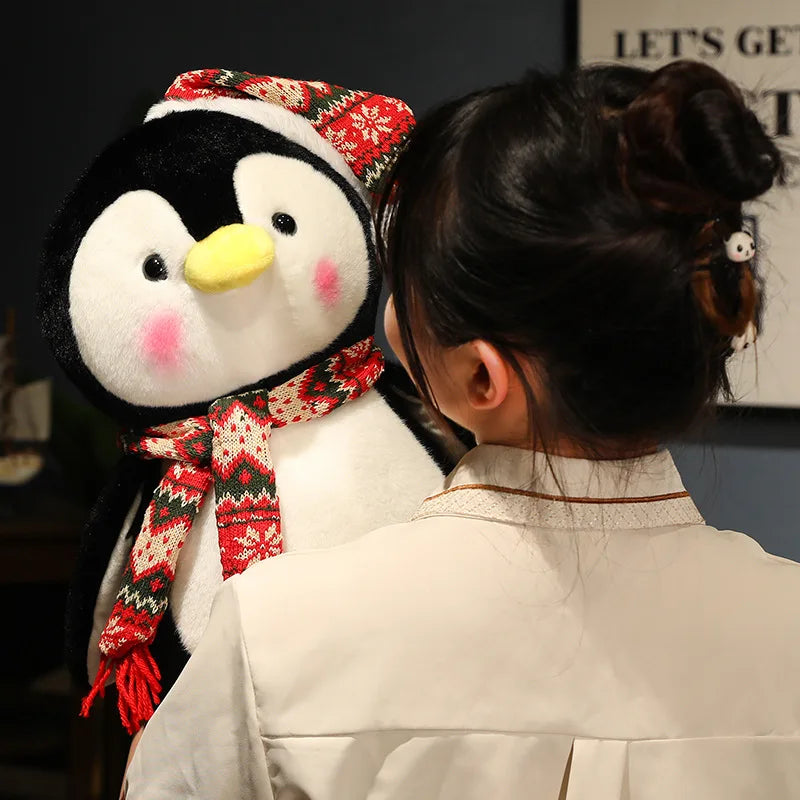 Cute Penguin Wear Christmas Hat Plush Toys Kawaii Soft Stuffed Animals Plushies Doll Christmas Party Decor Children Xmas Gift