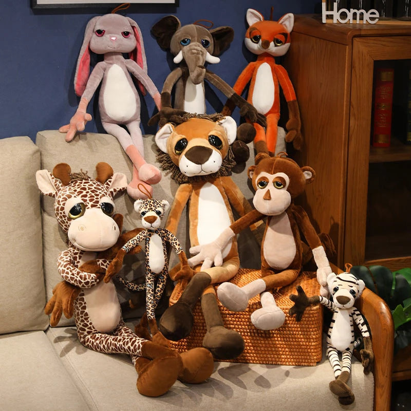 Nice Kawaii Cartoon Forest Animal Lion Zebra Leopard Stuffed Plush Toy Children's Monkey Raccoon Handmade Doll Gift