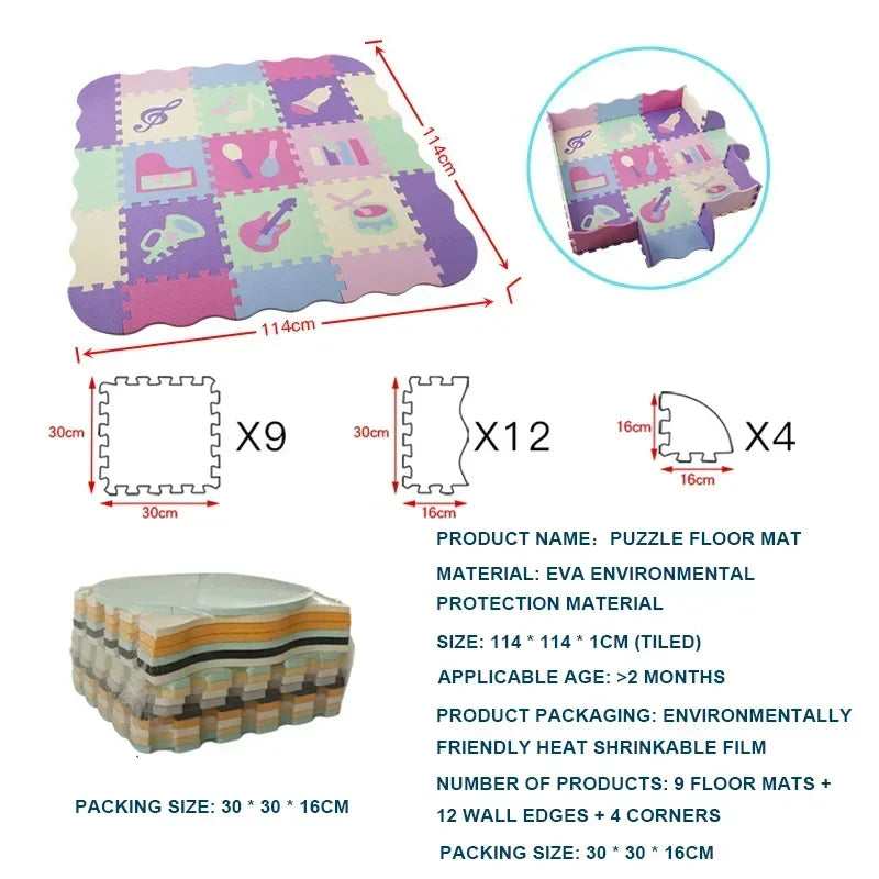 Eva Foam Baby Play Mat 25-Piece Set 30x30cm Puzzle Floor Mat Educational Toy For Nursery