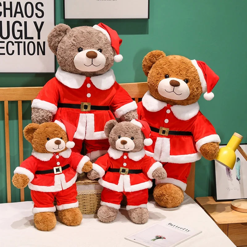 Hot 1pc 48/78cm Christmas Bear Plush Pillow Toy Cartoon Santa Bear Soft Stuffed Doll Cute Christmas Party Decor Kids Xmas Gifts