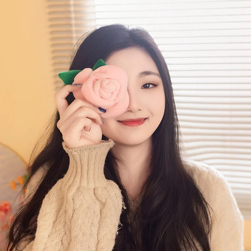Wholesale Pretty Mini Rose Plush Toys Soft Colorful Lifelike Rose Hanging Toys Cute Keychain Bags Decor Kawaii Girls Gift
