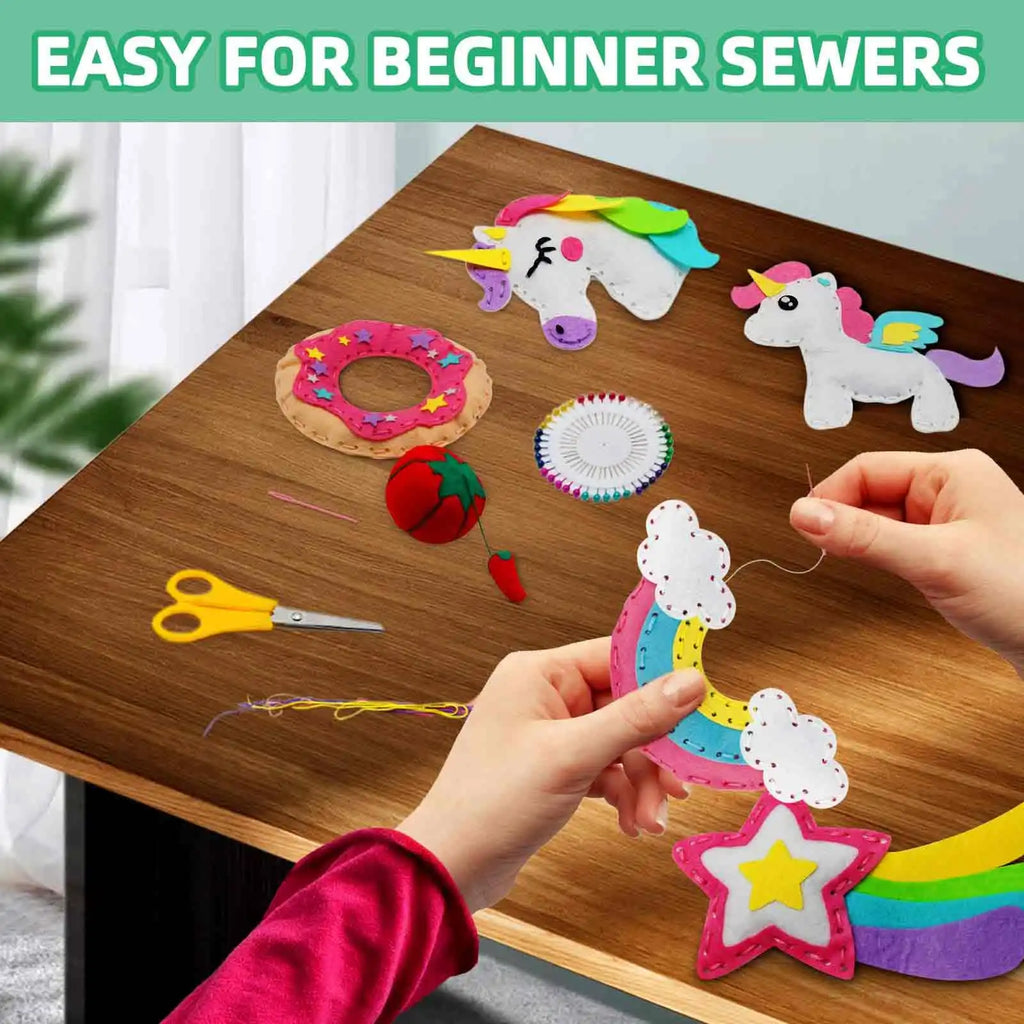 5 pcs DIY Sewing Fabrics Unicorn Crafts Felt Kit for Kids DIY Craft Supplies Kits Sets Gifts for Kids Adults Boy Teenager Girls
