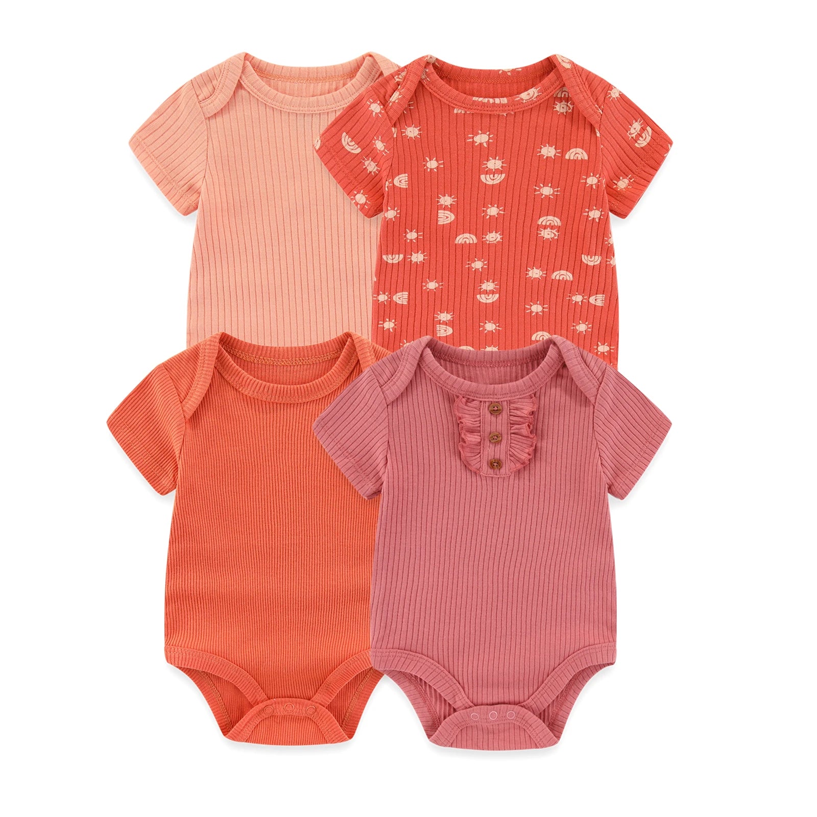 Four Seasons Unisex Infant Bodysuits Set 3 4 5 Pcs Cartoon Print Newborn Onesies