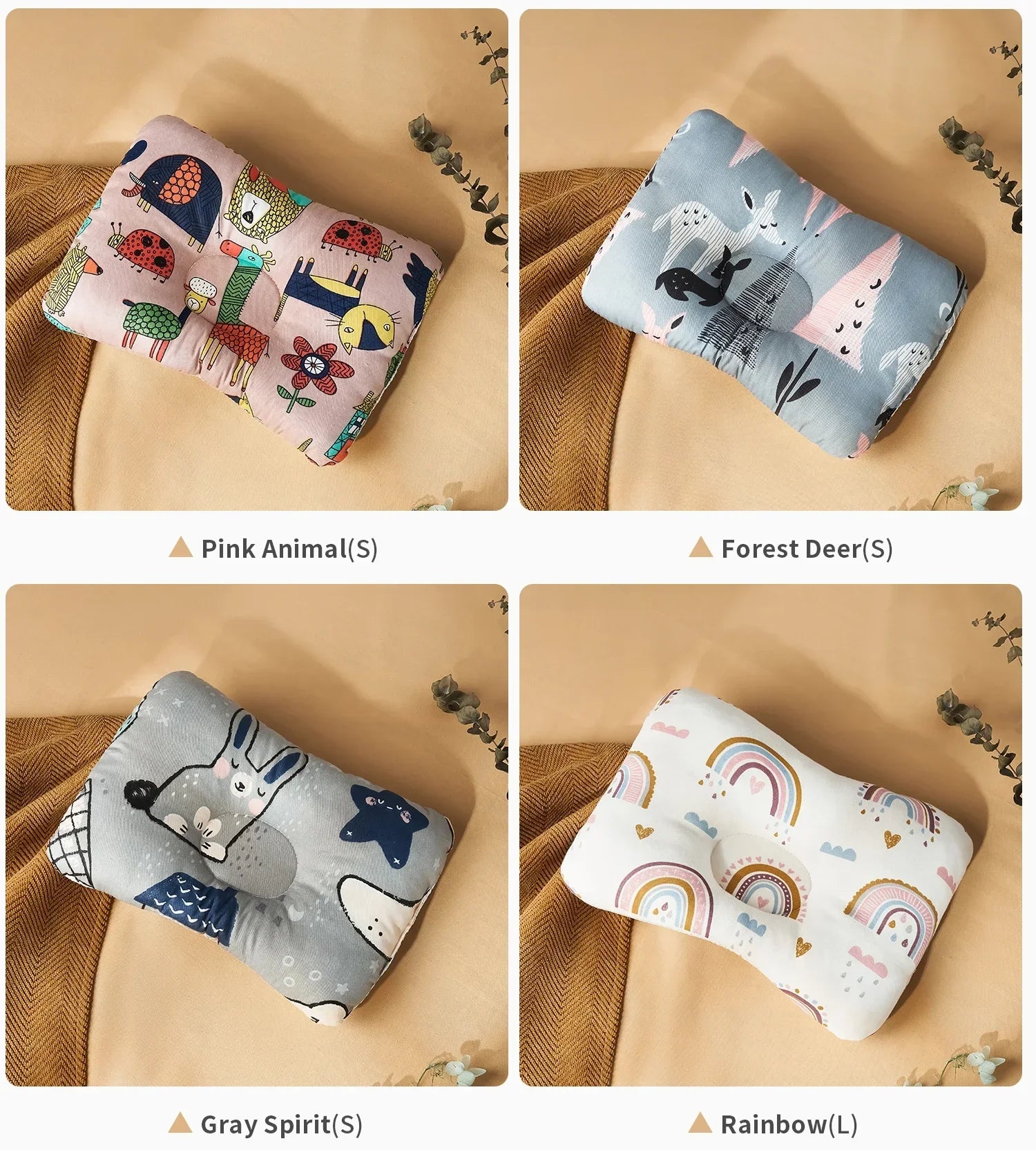 INSULAR Infant Head Pillows Baby Design Breathable Cotton Cushion Pillow
