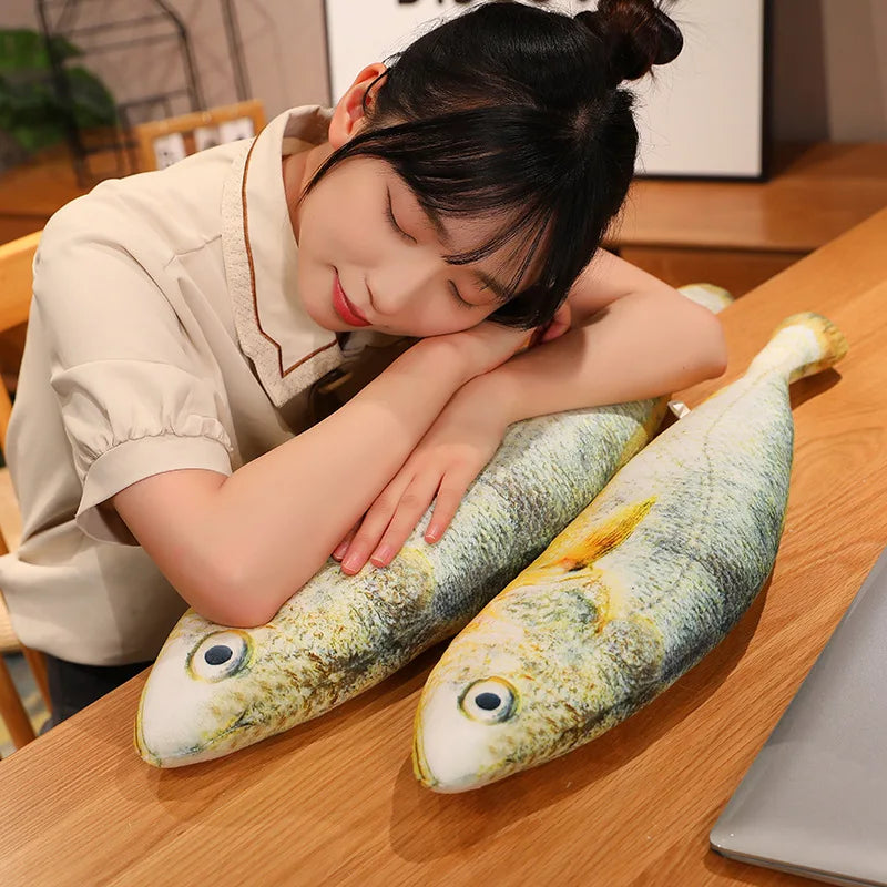 Artificial yellow croaker Plush Pillow Imitation Funny Fish Stuffed Pillow Emulational Home Sofa Plush Decoration Cushion