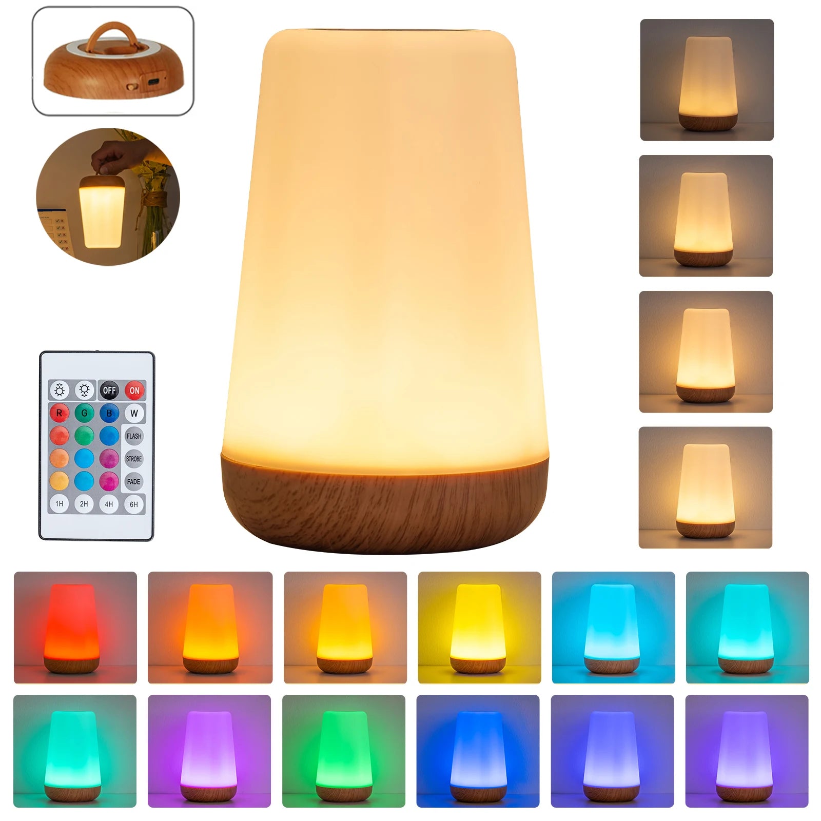 Night Light Bedside Led Lamp Rgb Remote Control With 13 Colors Atmosphere Light Touch Sensor And Hook Model 13C