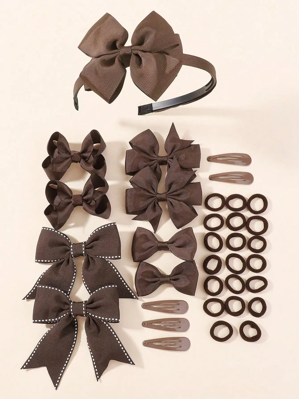 34Pcs Navy Blue Bow Hair Accessories Set for Girls Kids Hair Clips Headbands Elastic Hair Ties School Uniform Hair Styling Tools