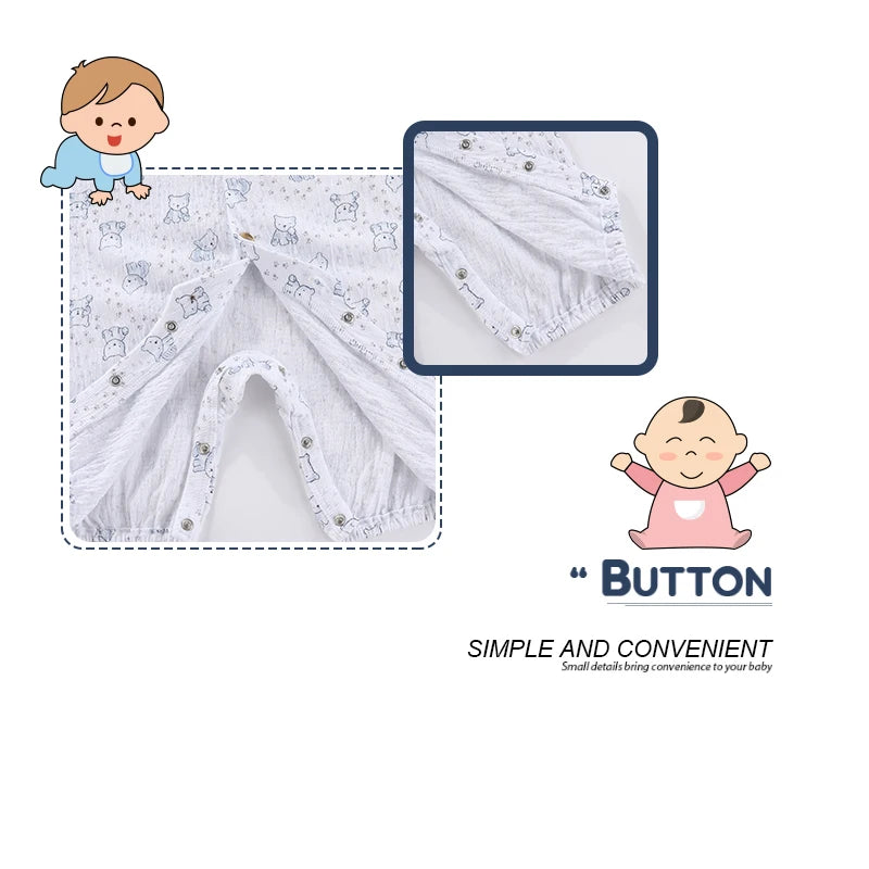 Kiddiezoom 1 PCS Fashion Four Seasons Unisex Solid Short Sleeve Baby Boy Girl Rompers 100%Cotton Soft infant Jumpsuit Clothes