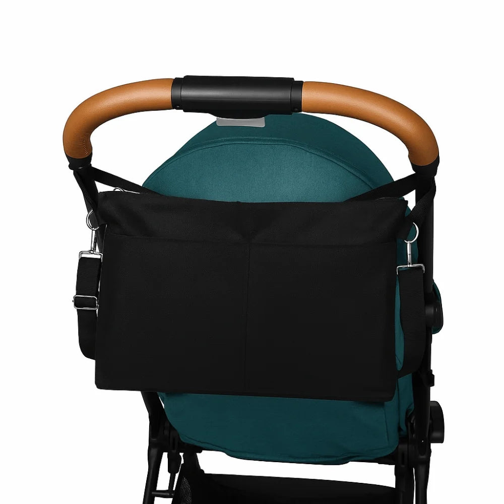 Portable Baby Stroller Storage Bag Multifunction Black Baby Pram Hanging Bag Large-capacity Waterproof Mommy Shoulder Bag