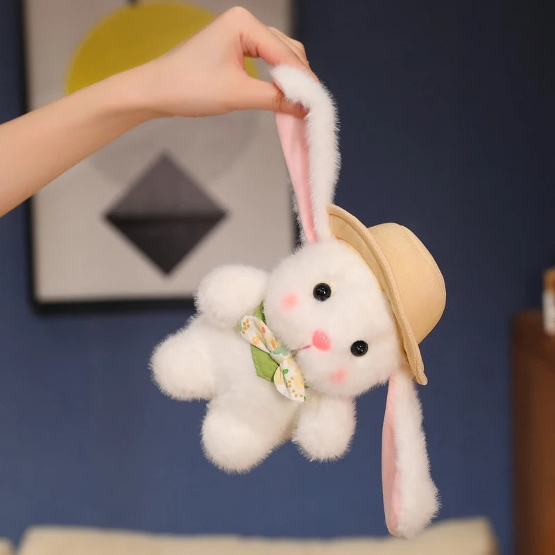 Hot Lovely Outing Trip Bunny Plush Toys Fluffy Cozy Cartoon Sun Hat Little Rabbit Doll Gentle Children Companion Xmas Gift