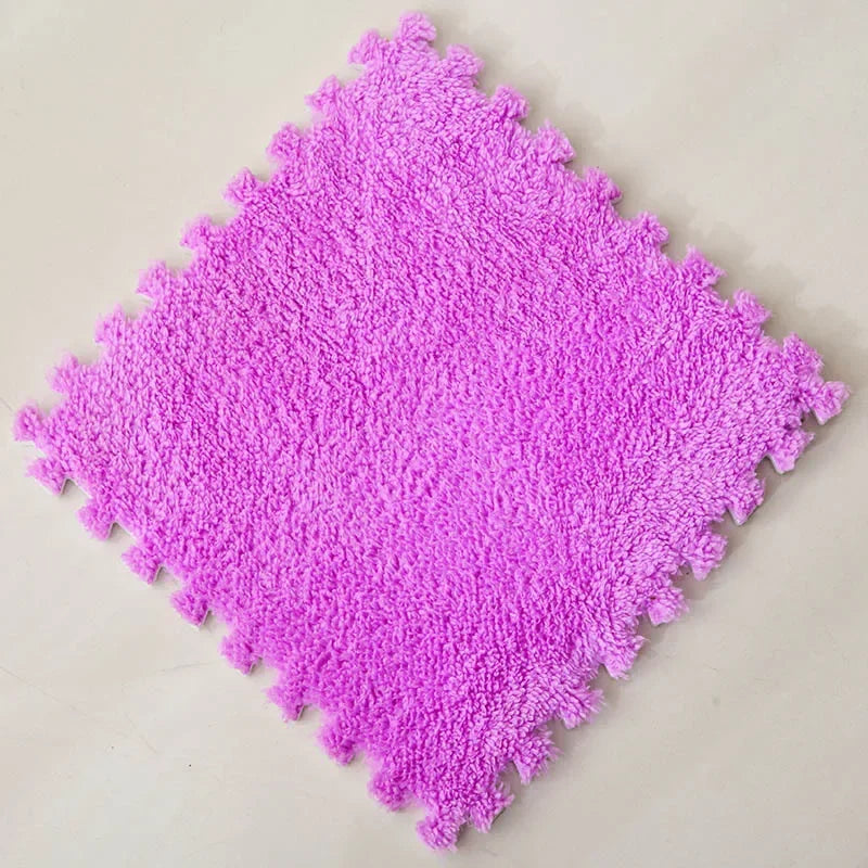 Soft Plush Kids Rug Play Mat 30x30cm Interlocking Puzzle Tiles for Floor Cushion
