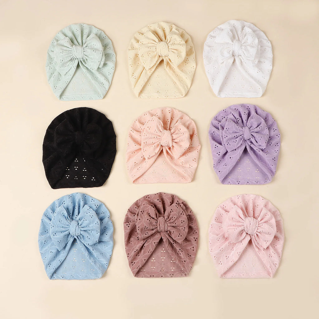 Double Layer Soft Knit Newborn Beanie Big Bow Hollow No Brim Infant Girls Pullover Hat Baby Photo Props Head Cap
