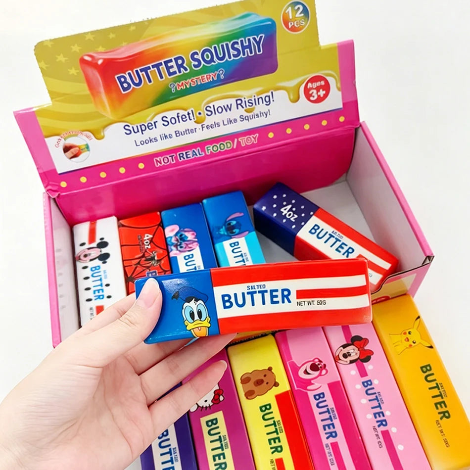 Blind Box 12PCS Butter Stick Squishy Toy Slow Rising Toy Butter Bar Brick Squishy Fidget Toy Anti Stress Release Hand Relax Gift