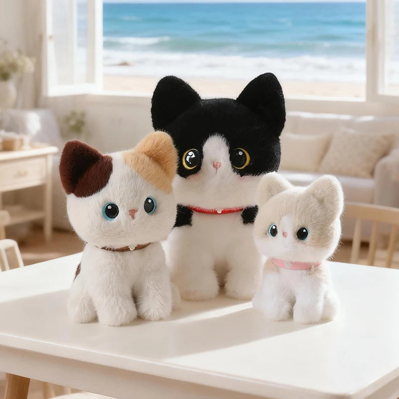 Nice Sitting Pose Kitten Plush Toys Soft Fluffy Cartoon Pet Cat Doll Lovely Office Desktop Decor Funny Gift To Family Accompany